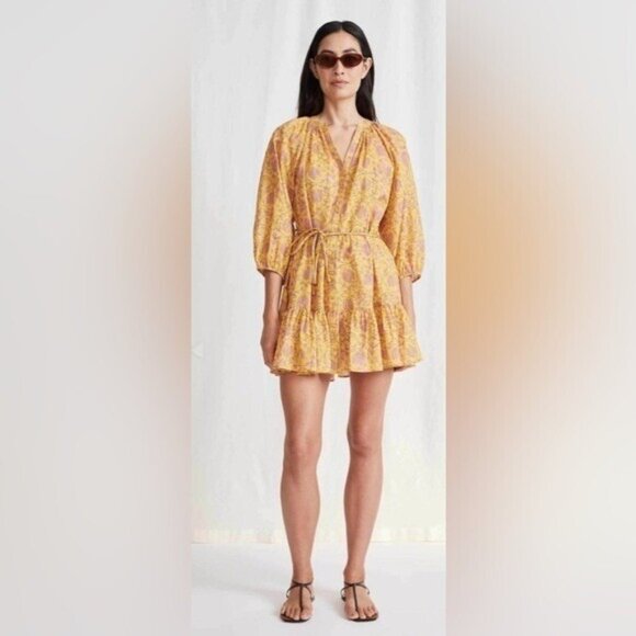 NWT APIECE APARTMINI MITTE DRESS - SUNFADED FLORALYELLOW - Picture 1 of 8